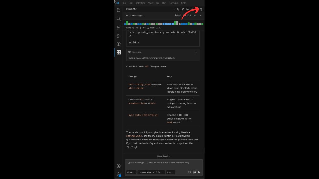 Open Kilo Code settings