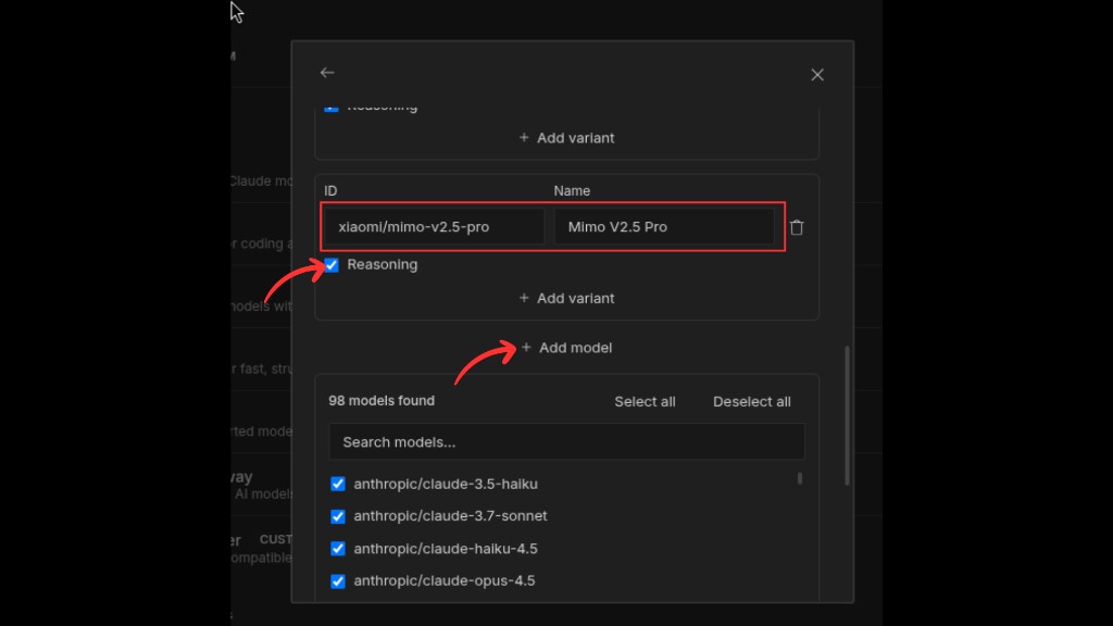 Select models, optional headers, and submit